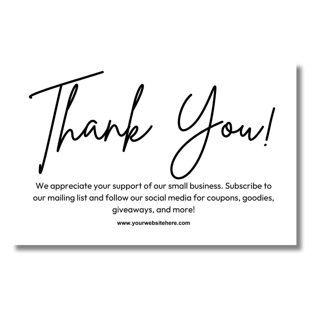 Black & White Basic Thank You Card Template (7 × 4.5 in)