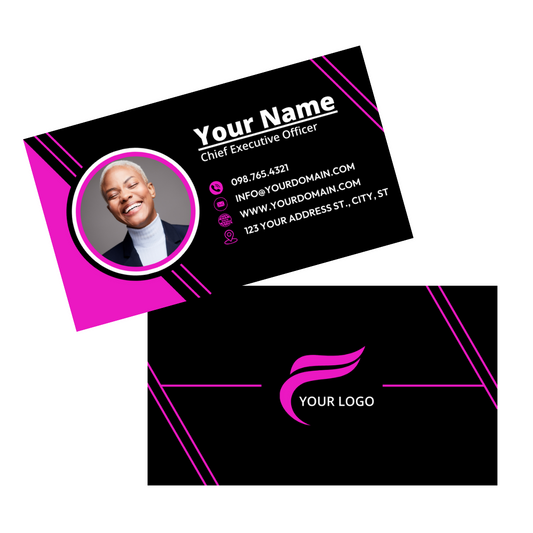 Pink & Black Business Card Template