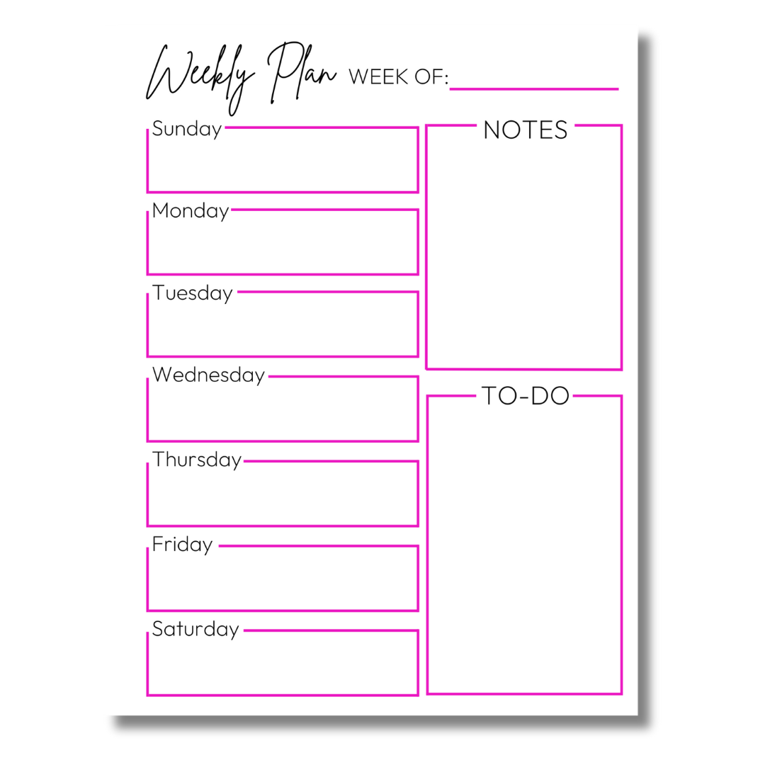 Pink & Black Weekly Planner